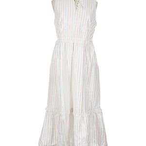 NWT J. Crew White Midi Dress with Subtle Stripes